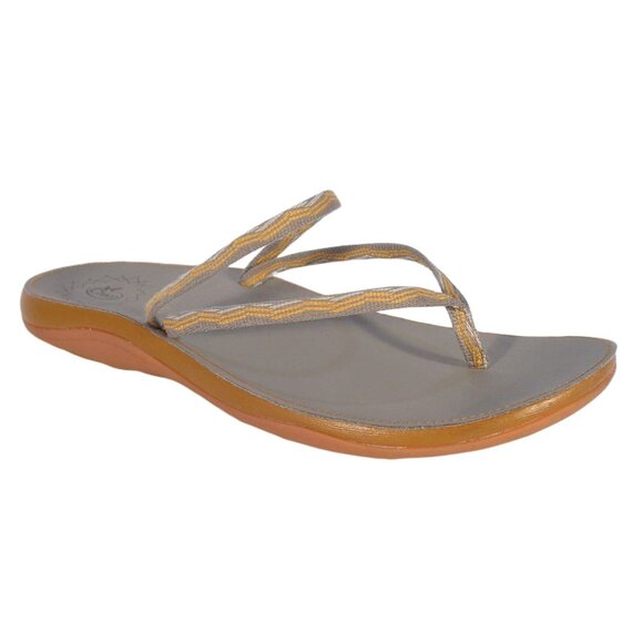 CHACO Abbey $70 Grey/Orange Flip Flop Thong Sandals Women's 11 - NEW - Picture 3 of 6